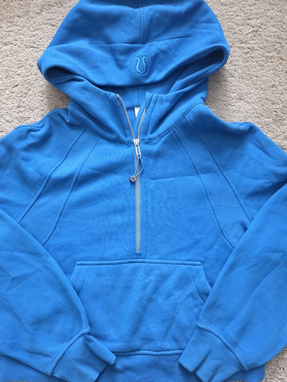 NWOT Lululemon Scuba cropped Oversized Half-Zip Hoodie Poolside RARE XS/S